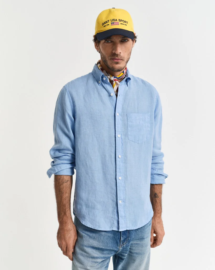 Gant miesten kauluspaita K Reg Garment Dyed Linen Shirt, vaaleansininen - Image 2