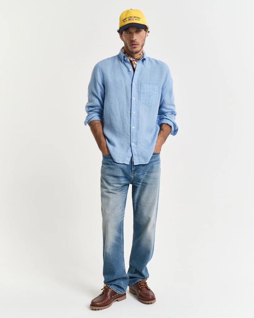 Gant miesten kauluspaita K Reg Garment Dyed Linen Shirt, vaaleansininen - Image 5