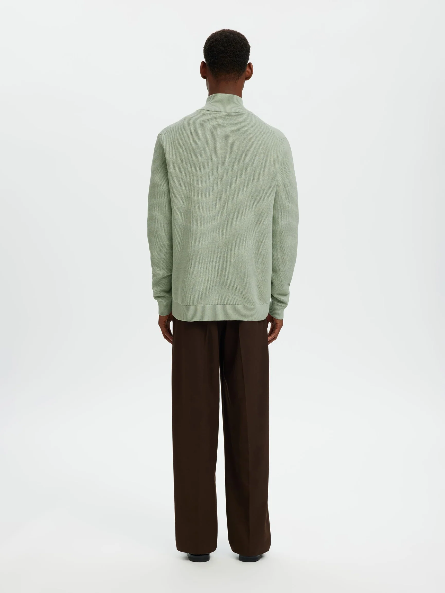 Selected Miesten Neulepusero DANE LS KNIT STRUCTURE HALF ZIP, Aqua Gray - Image 2