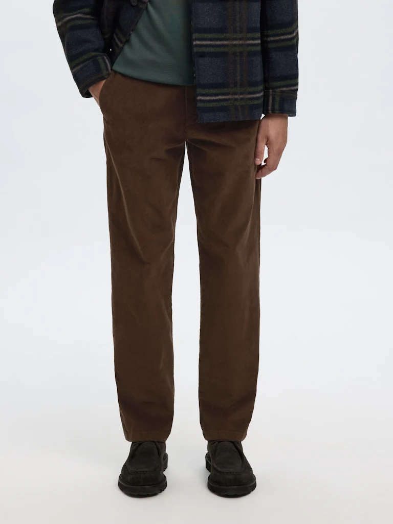 Selected miesten vakosamettihousut K STRAIGHT MILES CORD PANT NOS, ruskea