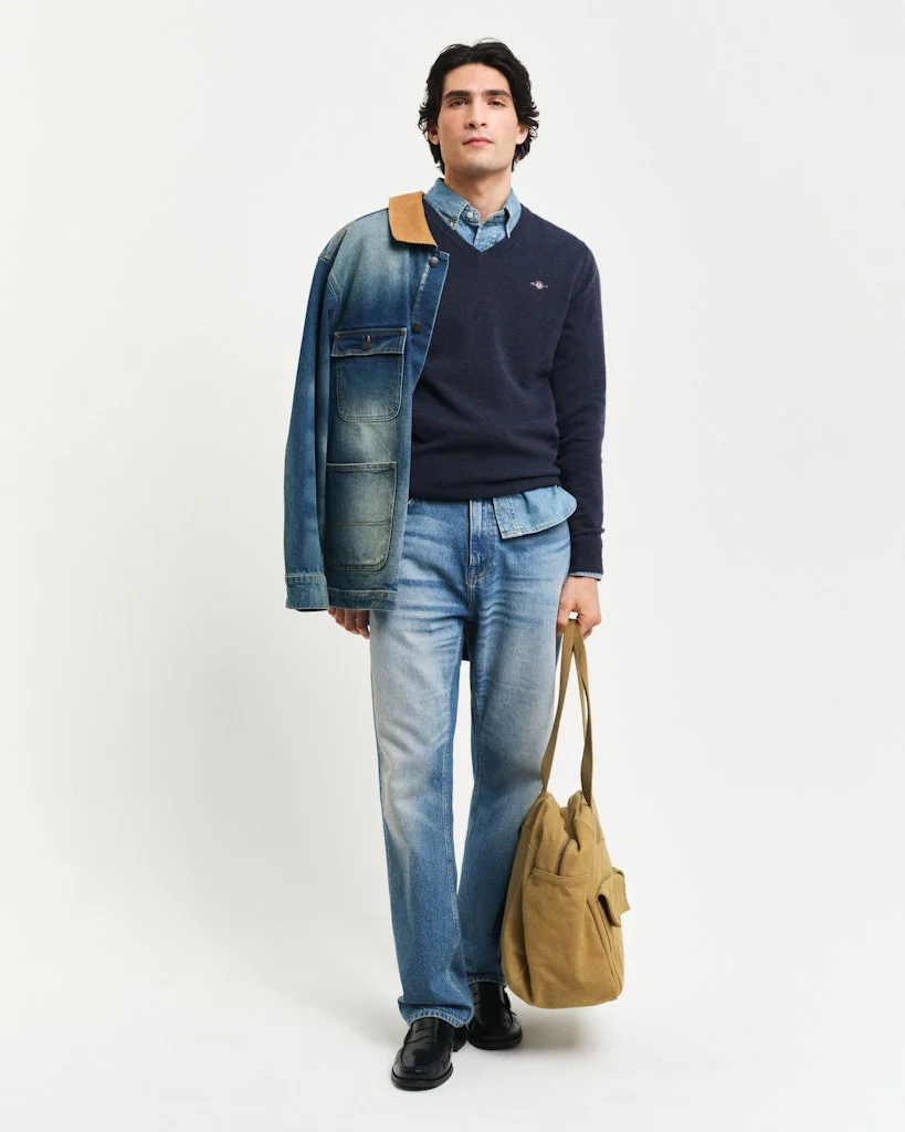 Gant miesten neulepsuero, K SUPERFINE LAMBSWOOL C-NECK SININEN, INDIGO - Image 3