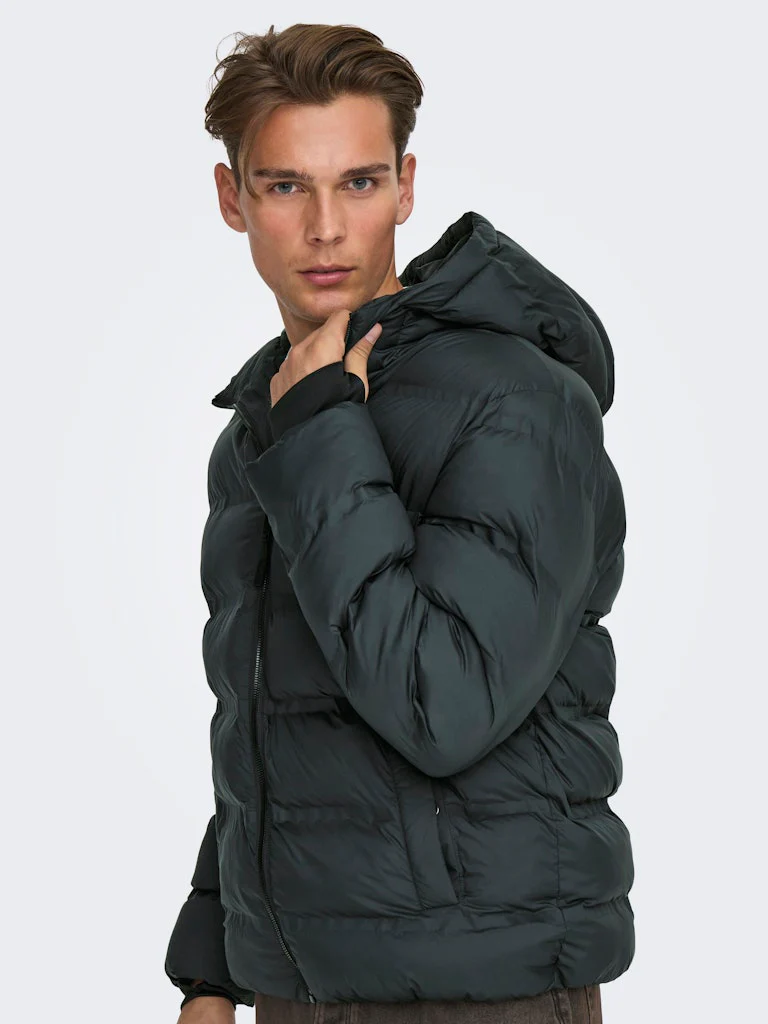 Only and Sons miesten takki K UNION SEAMLES LIFE HOOD PUFFER JACKET, musta - Image 8