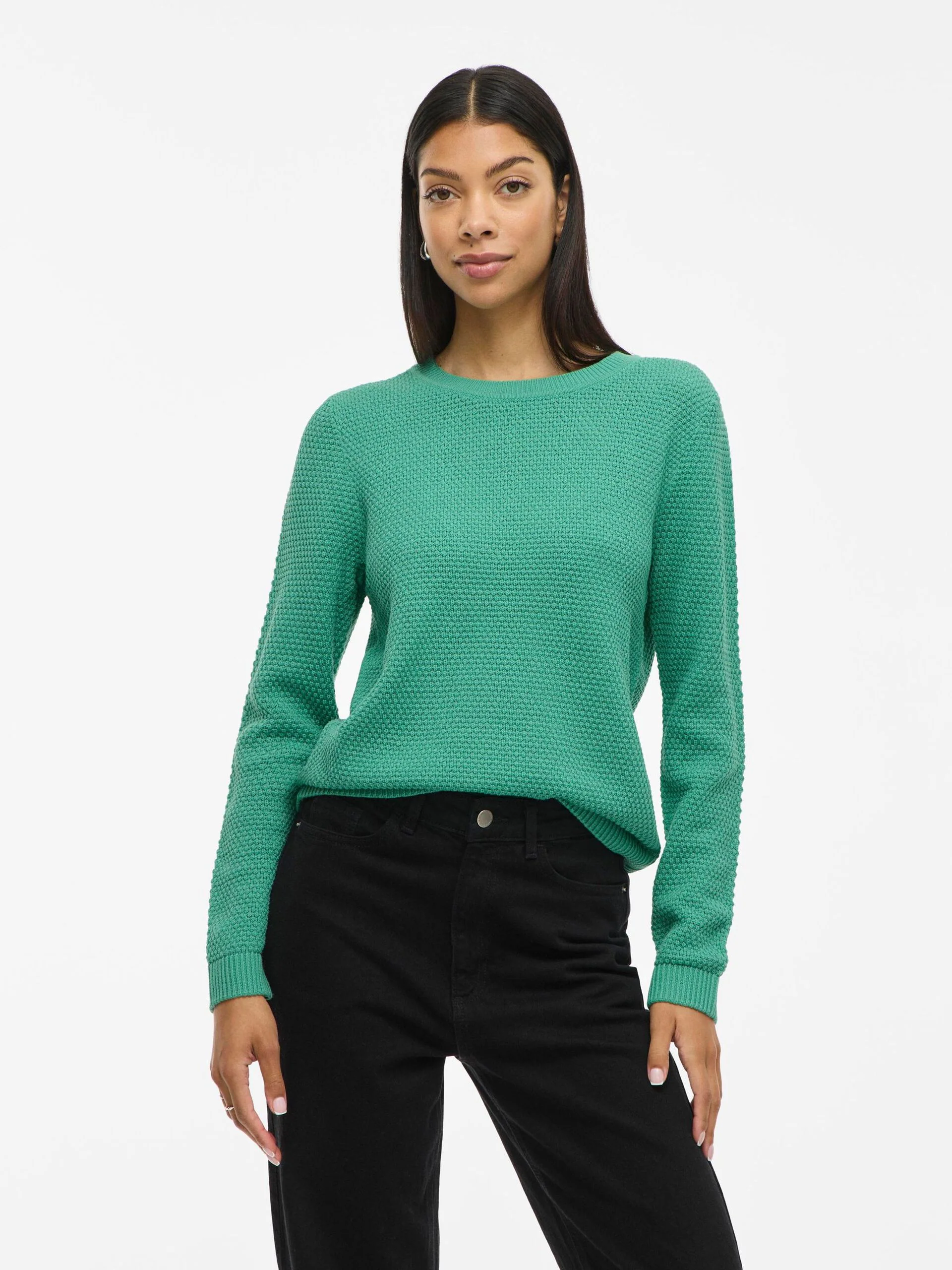 Vila neule K-VIDALO O-NECK L/S KNIT TOP- NOOS, Winter Green