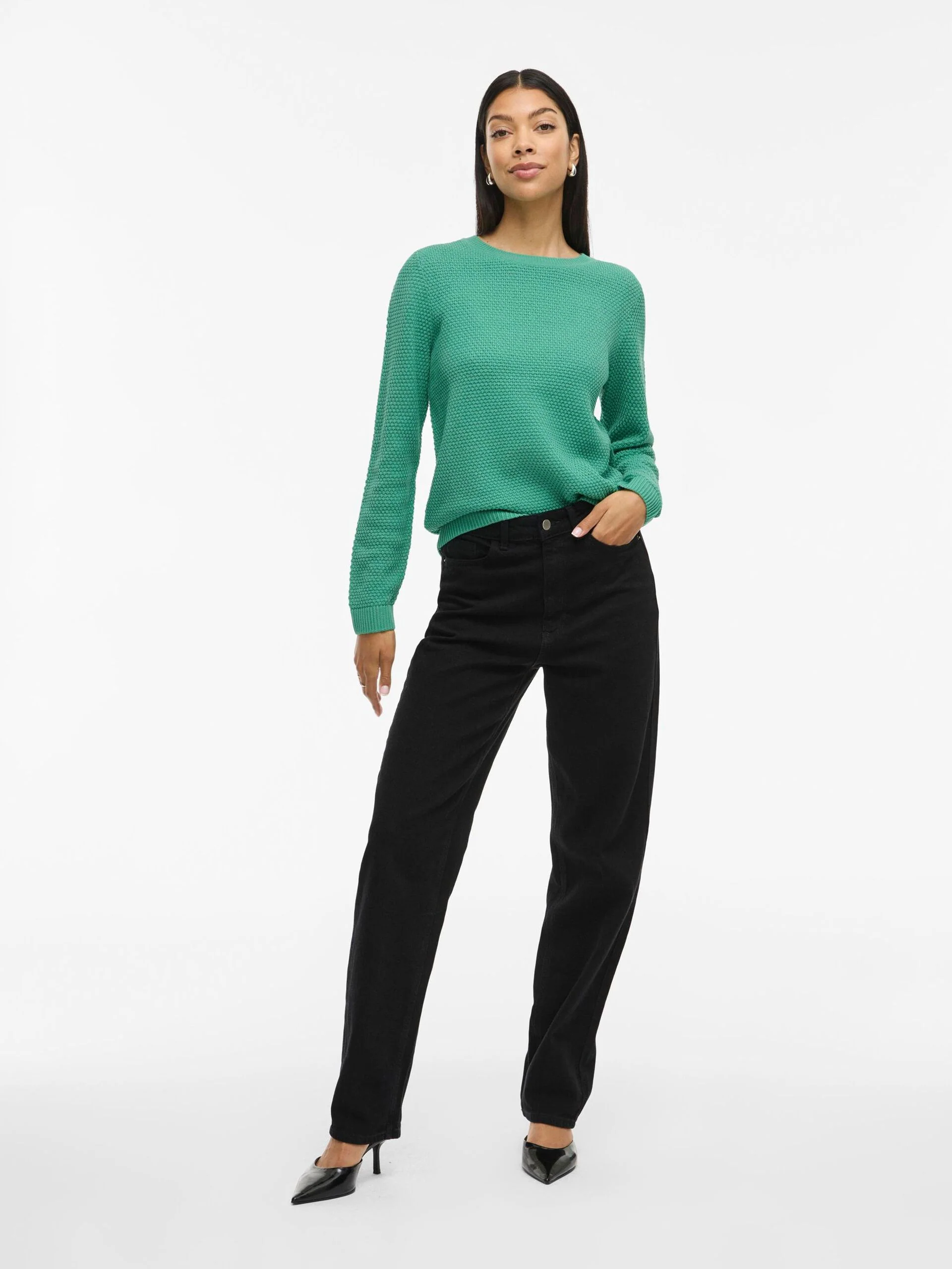 Vila neule K-VIDALO O-NECK L/S KNIT TOP- NOOS, Winter Green - Image 5