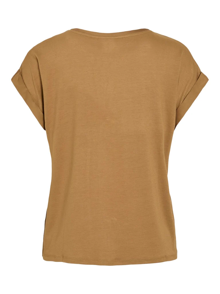 Vila naisten lyhythihainen toppi K-Viellette S/S Satin Top - NOOS, Bistre - Image 3