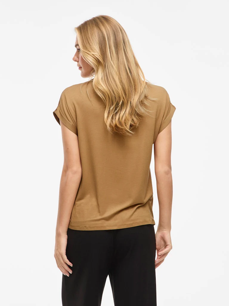 Vila naisten lyhythihainen toppi K-Viellette S/S Satin Top - NOOS, Bistre - Image 4