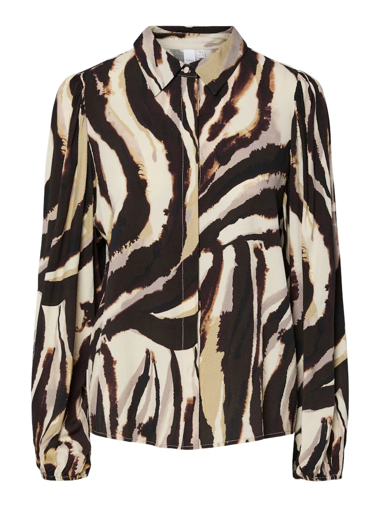 Y.A.S naisten paitapusero K Yasasina LS Shirt S. Noos, Sandshell Zebra print - Image 3