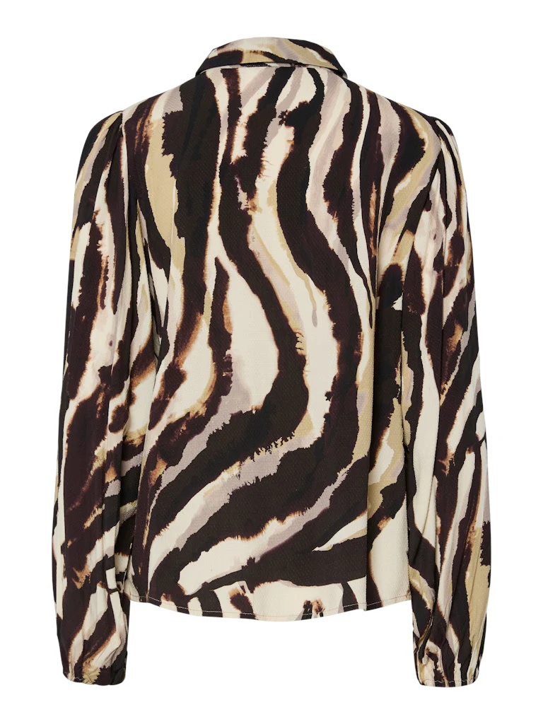 Y.A.S naisten paitapusero K Yasasina LS Shirt S. Noos, Sandshell Zebra print - Image 4