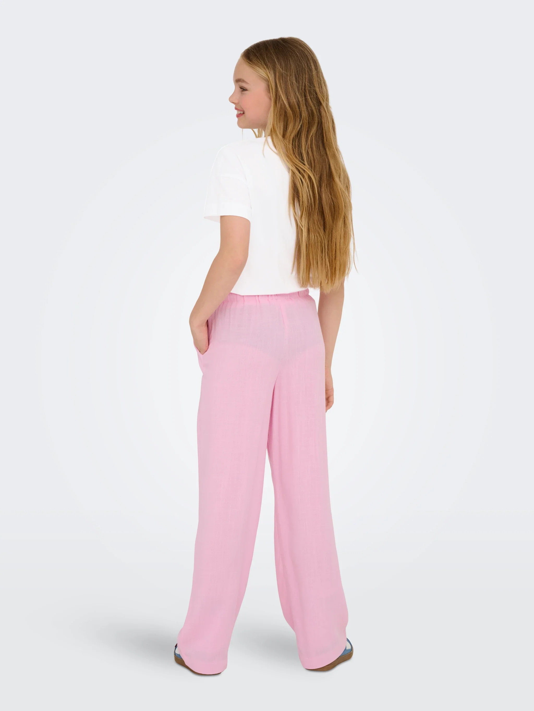 Kids Only lasten housut, KOGSIESTA PULL-UP LINEN BLEND PANT Vaaleanpunainen - Image 2