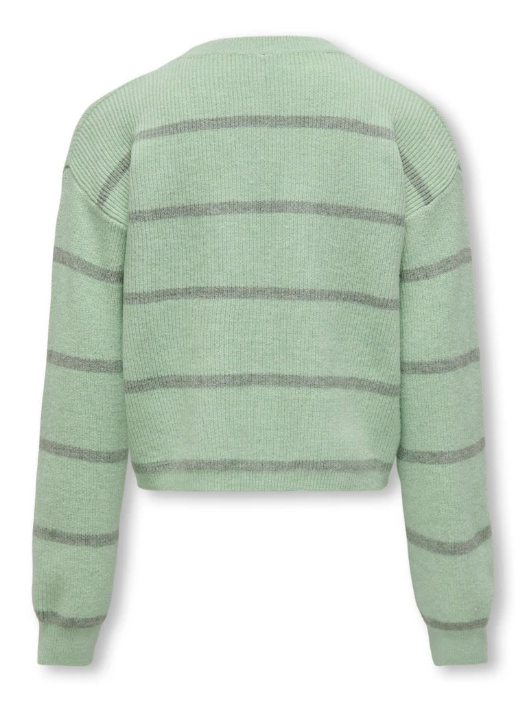 Kids Only Lasten Neulepusero, KOGFRANCA SHORT STRIPE KNIT NOOS Vaaleanvihreä - Image 2