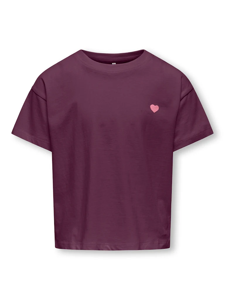 Kids Only lasten t-paita, KOGMAIKEN LIFE CROPHEART SS TOP  Viininpunainen