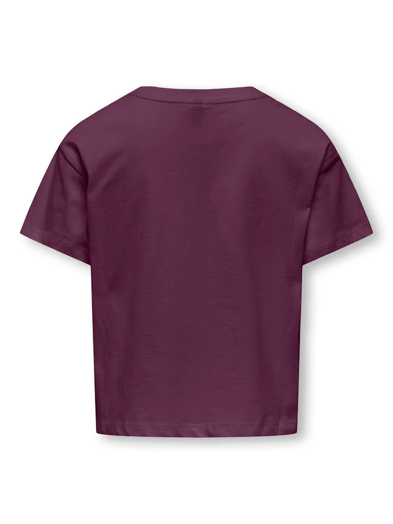 Kids Only lasten t-paita, KOGMAIKEN LIFE CROPHEART SS TOP  Viininpunainen - Image 2