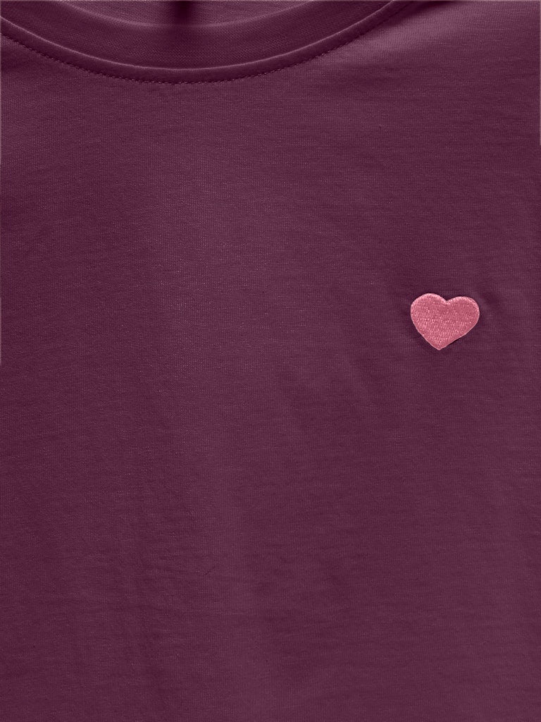 Kids Only lasten t-paita, KOGMAIKEN LIFE CROPHEART SS TOP  Viininpunainen - Image 3