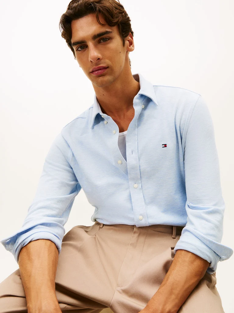 Tommy Hilfiger miesten kauluspaita KNIT PIQUE FEATHERWEIGHT SHIRT, vaaleansininen - Image 5