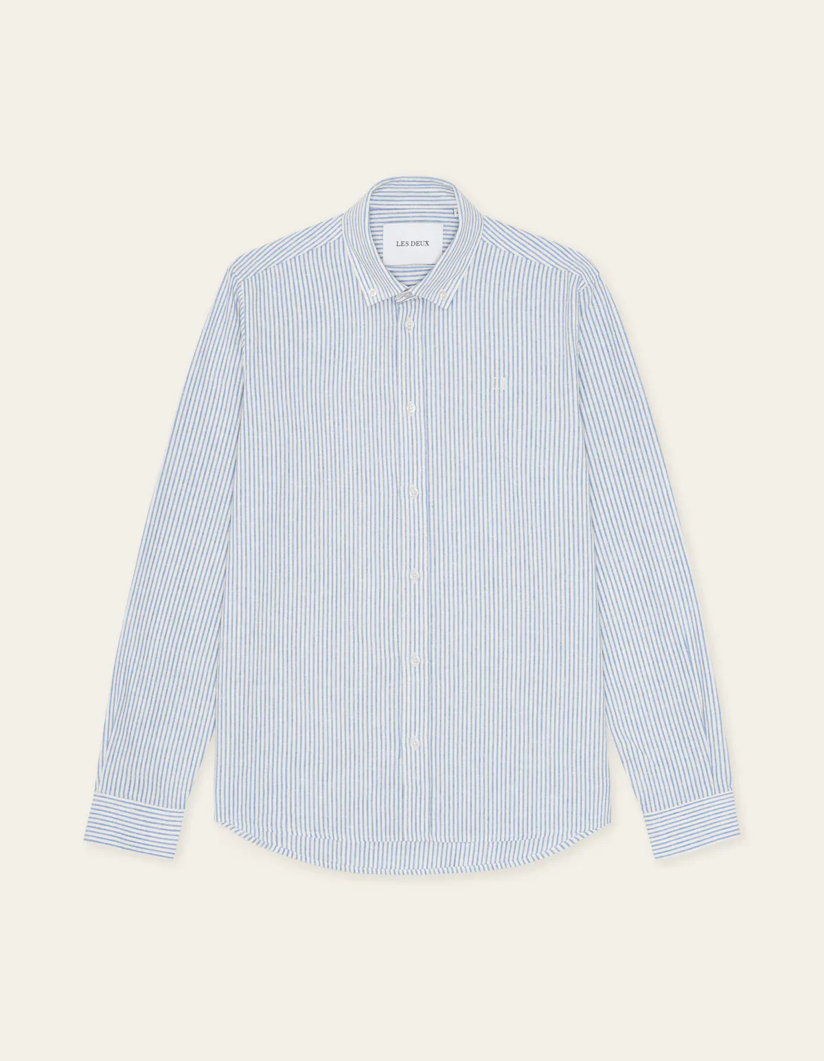 Les Deux miesten kauluspaita Konrad Stripe Cotton Linen Shirt, raidallinen sininen - Image 3