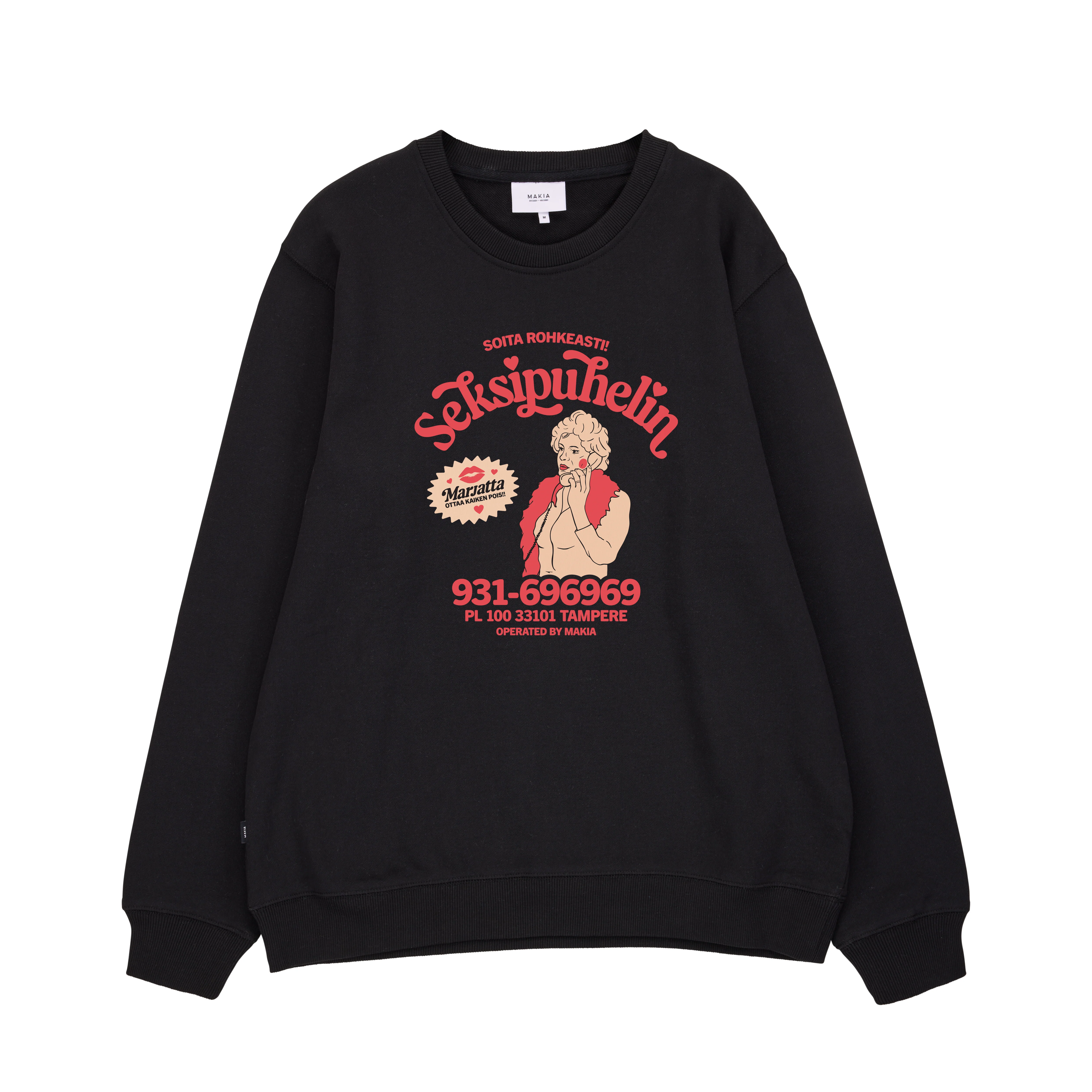 Makia collegepaita Kummeli Seksipuhelin Sweatshirt, musta