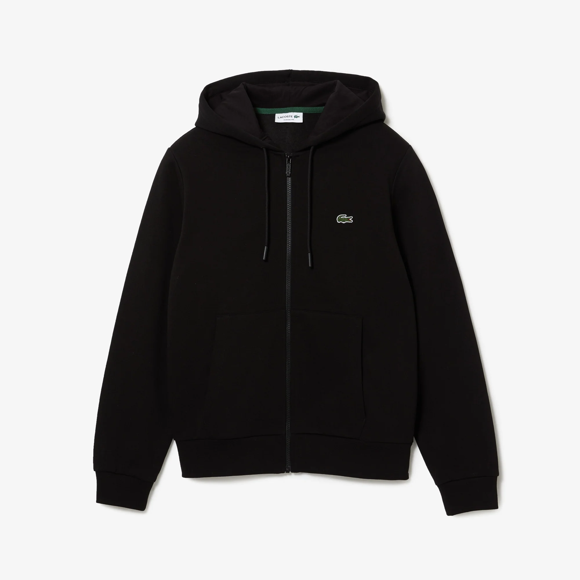 Lacoste Miesten Huppari, LACOSTE REGULAR FIT BRUSHED ZIPPERED Musta - Image 3