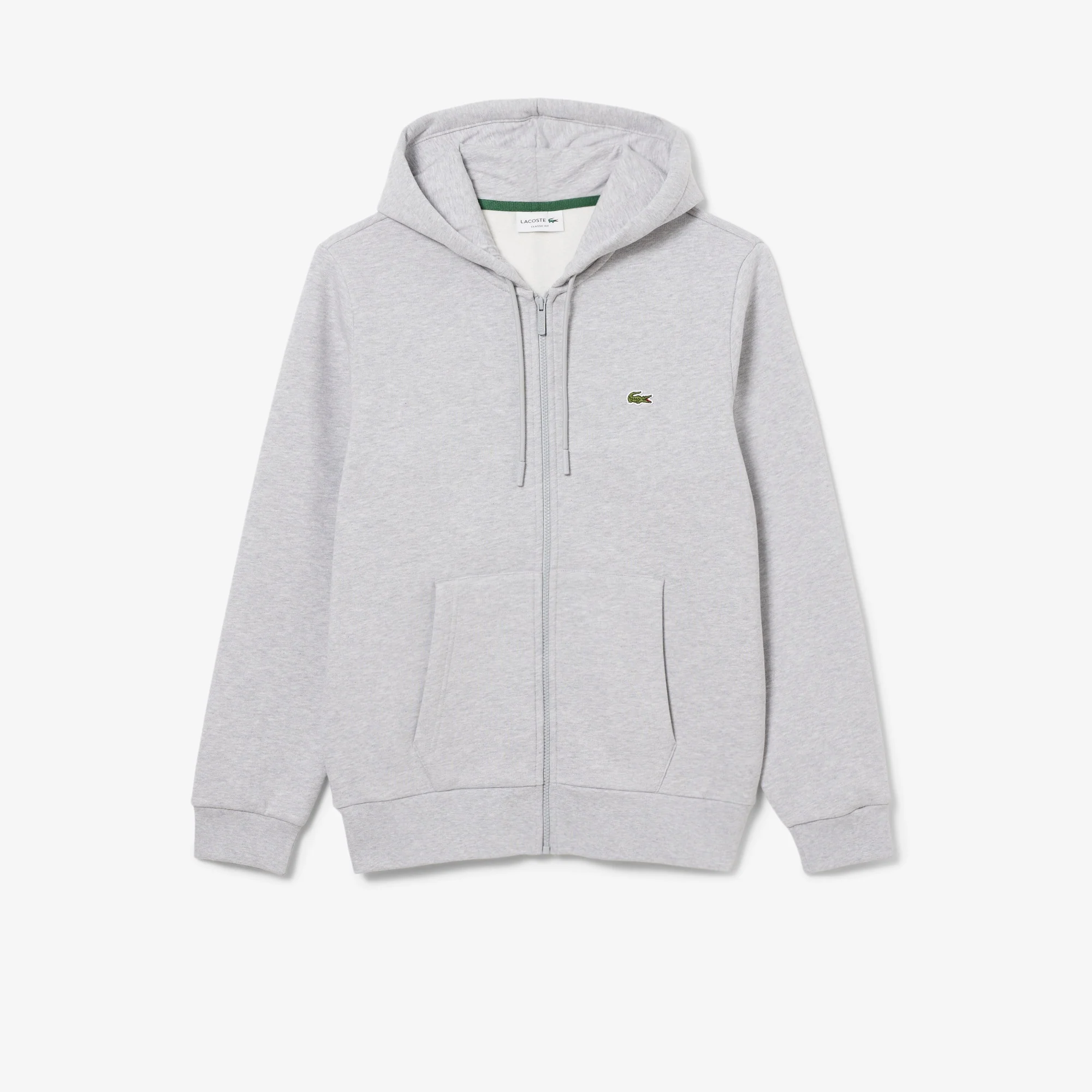Lacoste Miesten Huppari, LACOSTE REGULAR FIT BRUSHED ZIPPERED Vaaleanharmaa Melee - Image 3