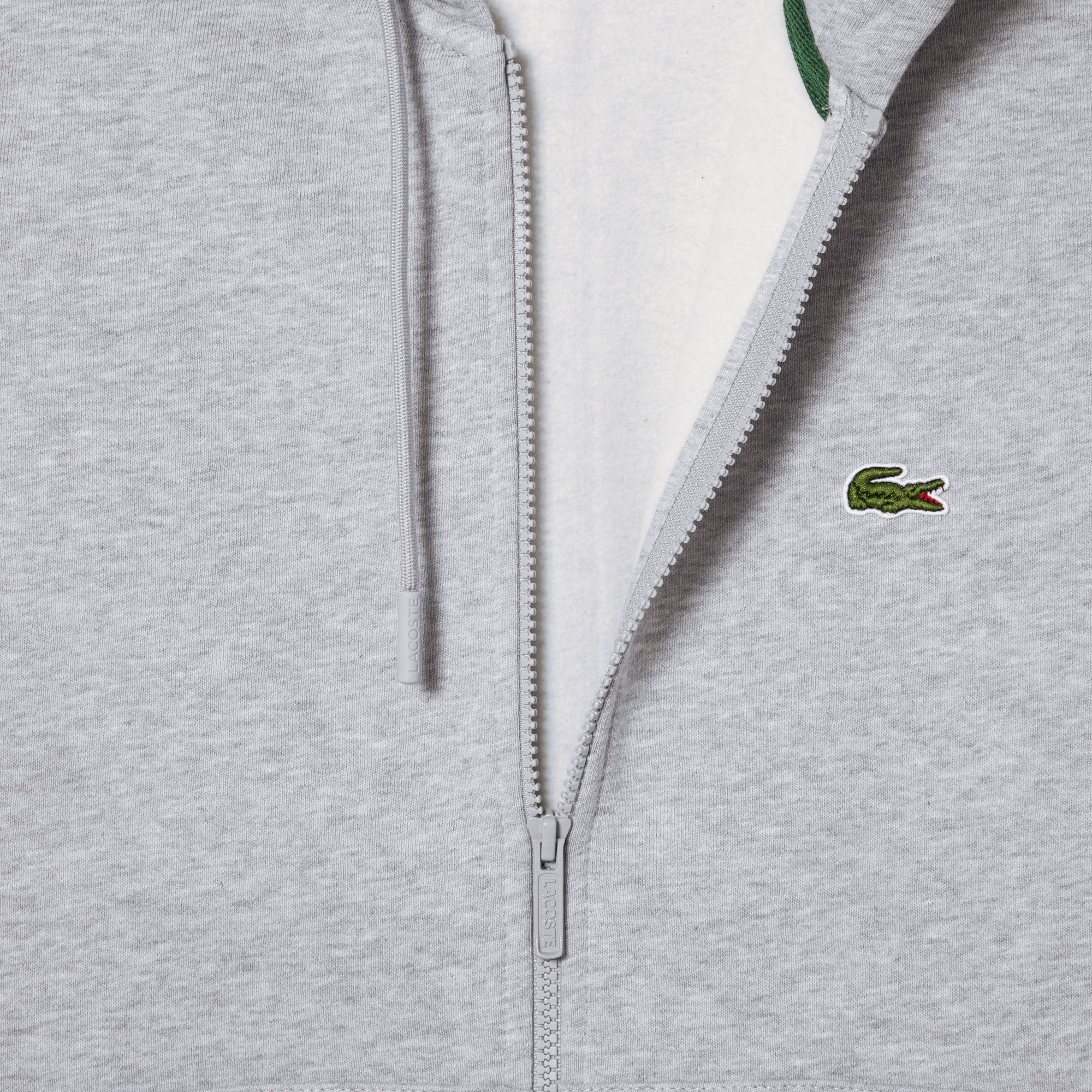 Lacoste Miesten Huppari, LACOSTE REGULAR FIT BRUSHED ZIPPERED Vaaleanharmaa Melee - Image 4