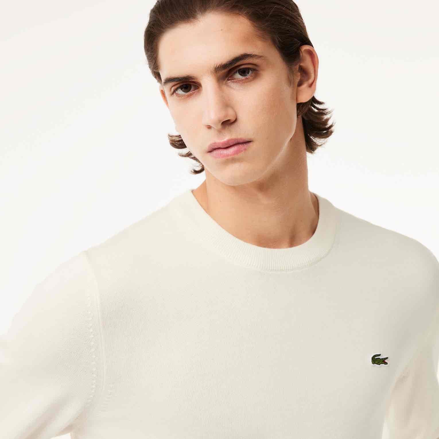 Lacoste miesten neulepusero, REGULAR FIT CREW NECK SWEATER Luonnonvalkoinen - Image 2