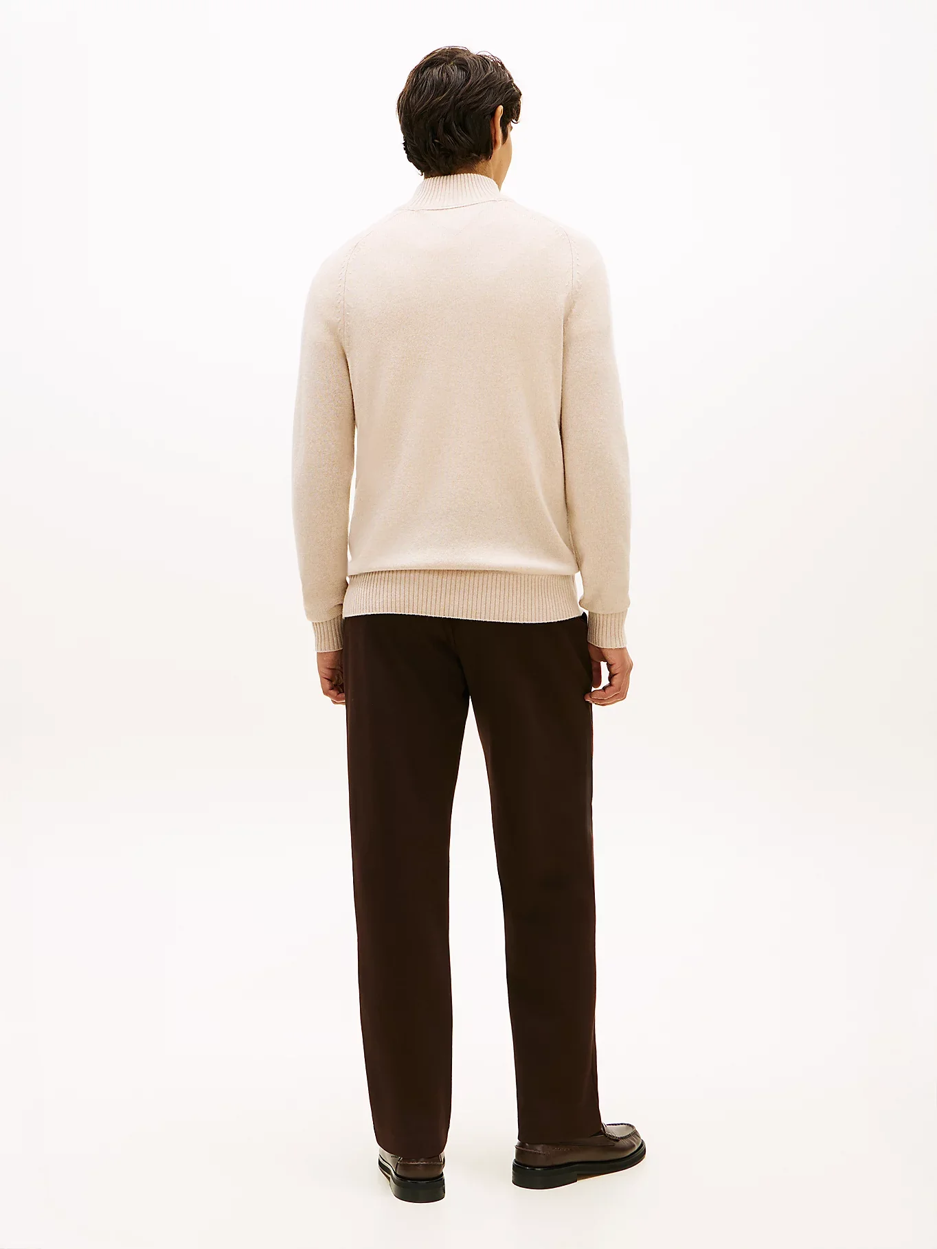 Tommy Hilfiger miesten neulepaita Lambswool Zip Mock, beige - Image 4