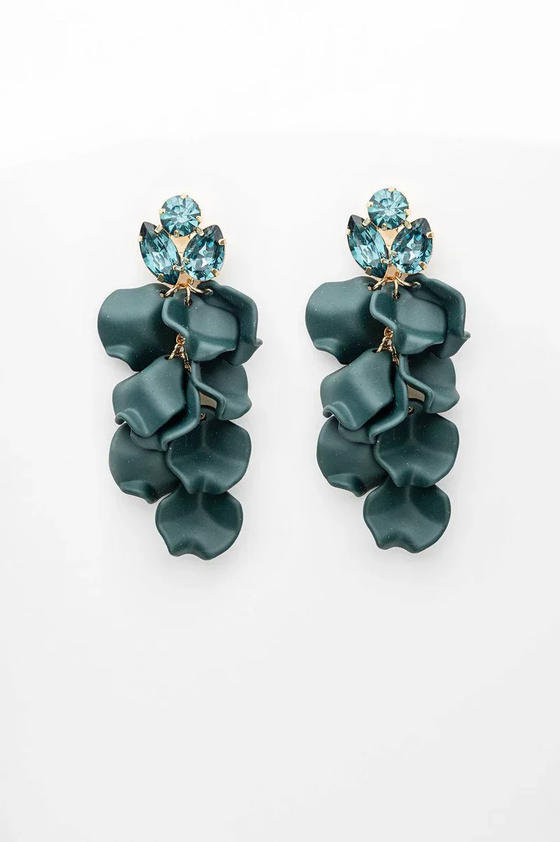 Bow 19 korvakorut LEAF STONE EARRINGS, tummanvihreä
