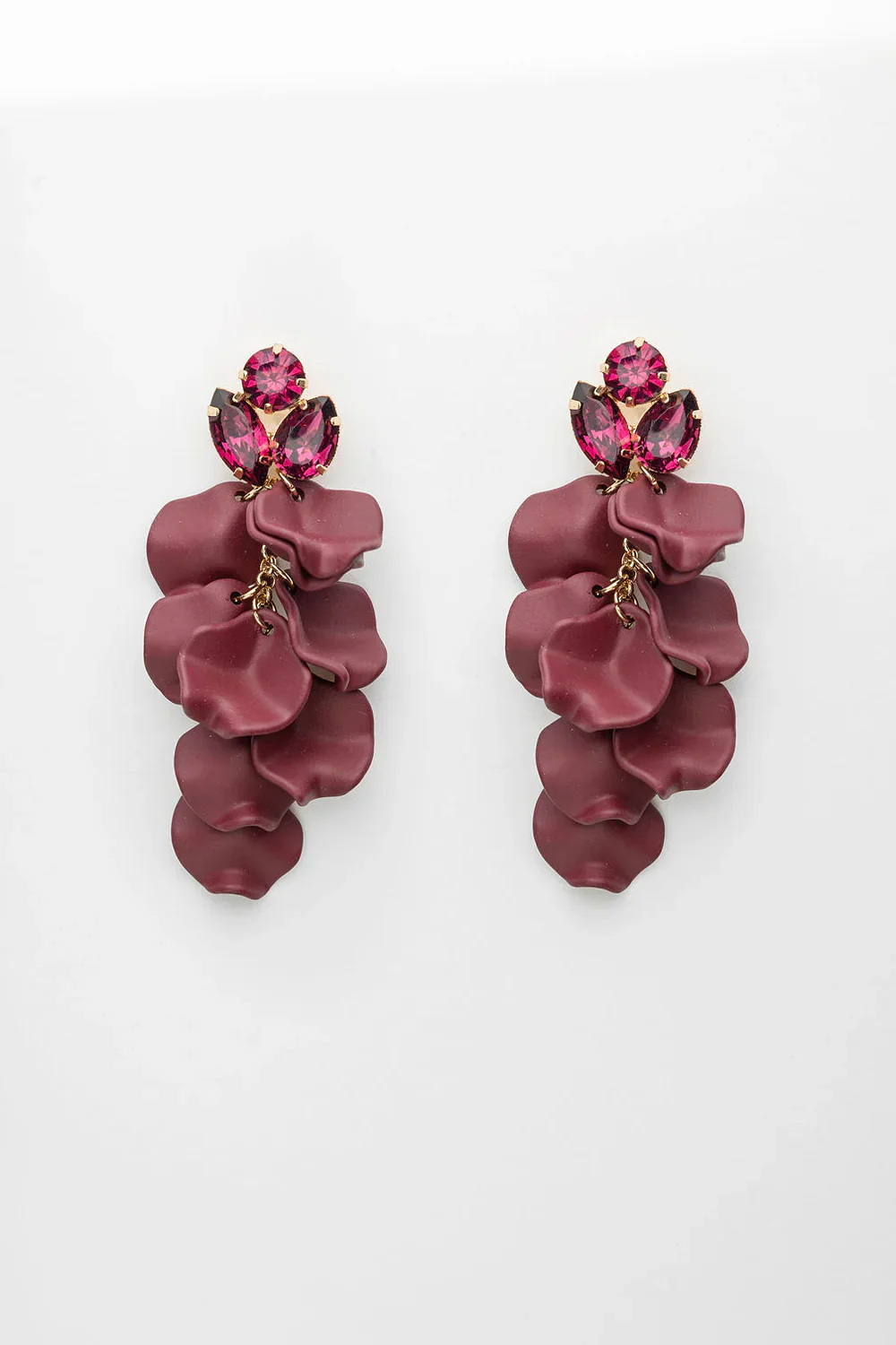 Bow 19 korvakorut LEAF STONE EARRINGS, viininpunainen
