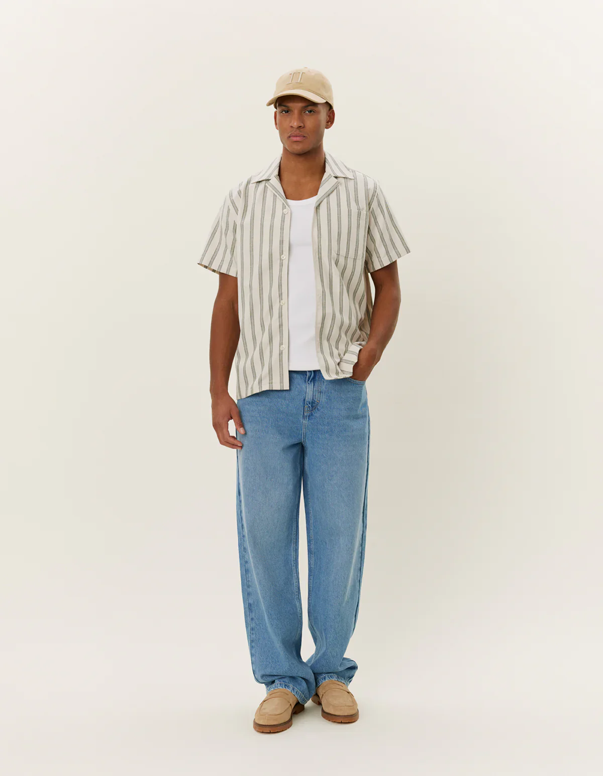 LES DEUX kauluspaita, LAWSON STRIPE SS SHIRT Raidallinen Vihreä