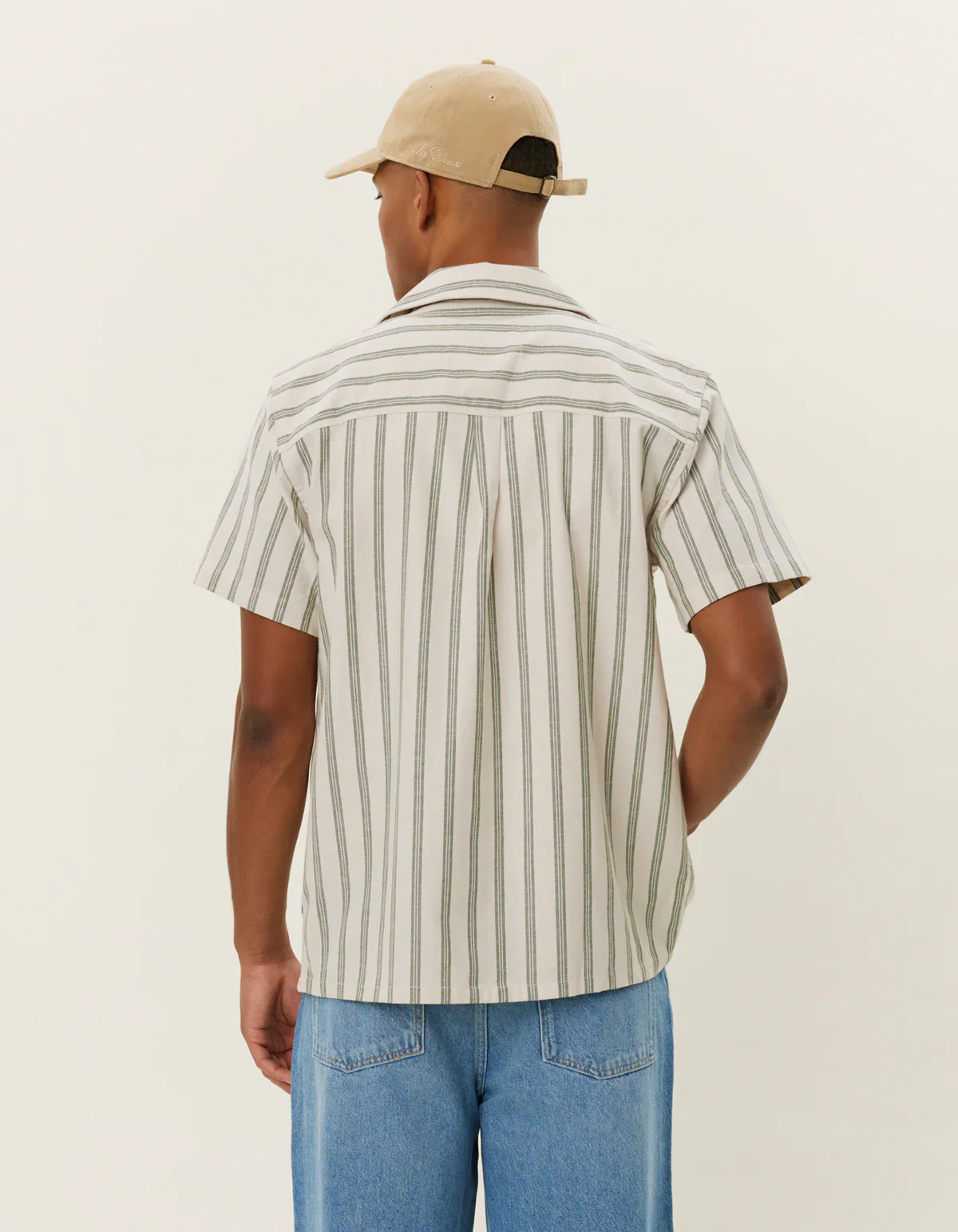 LES DEUX kauluspaita, LAWSON STRIPE SS SHIRT Raidallinen Vihreä - Image 2