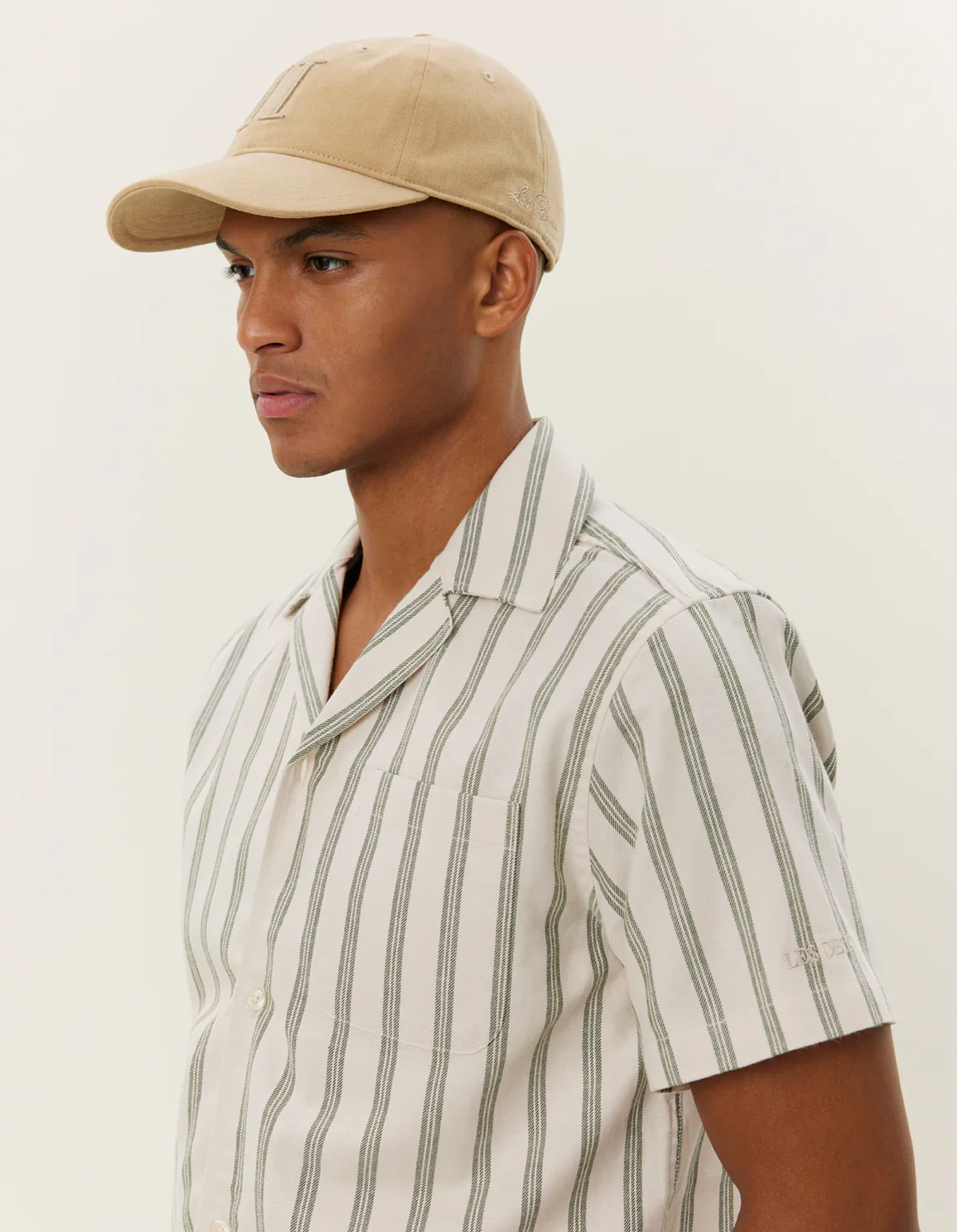 LES DEUX kauluspaita, LAWSON STRIPE SS SHIRT Raidallinen Vihreä - Image 3