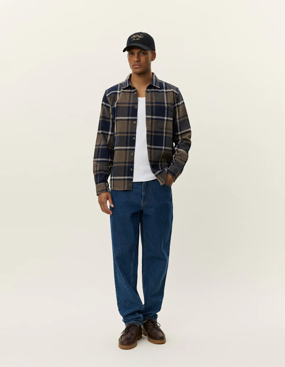 Les Deux miesten flanellipaita, JEREMY CHECK FLANNEL SHIRT Sininen Kuosi