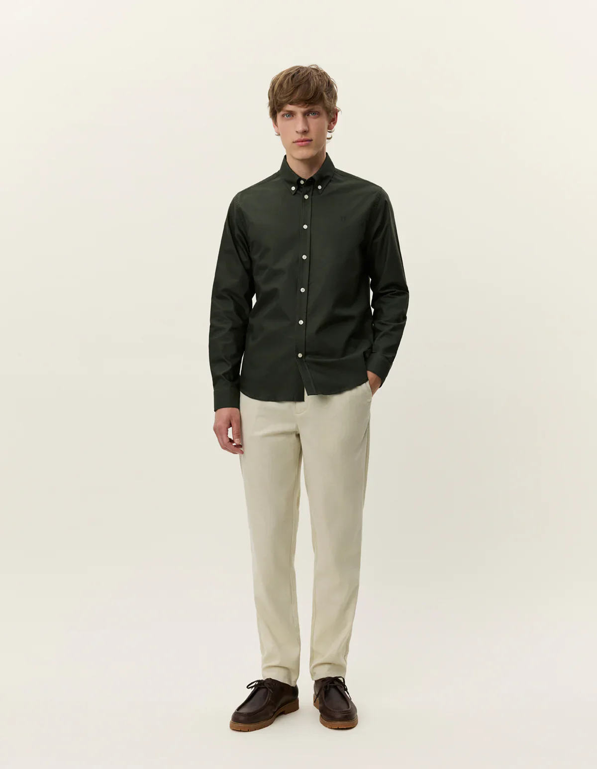 Les Deux miesten kauluspaita, KONRAD OXFORD SHIRT Tummanvihreä
