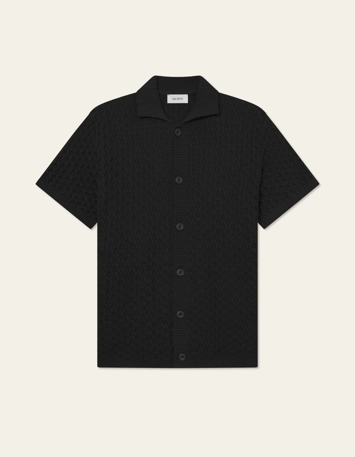 Les Deux miesten lyhythihainen neulepusero Gespertus SS Knit Shirt, musta