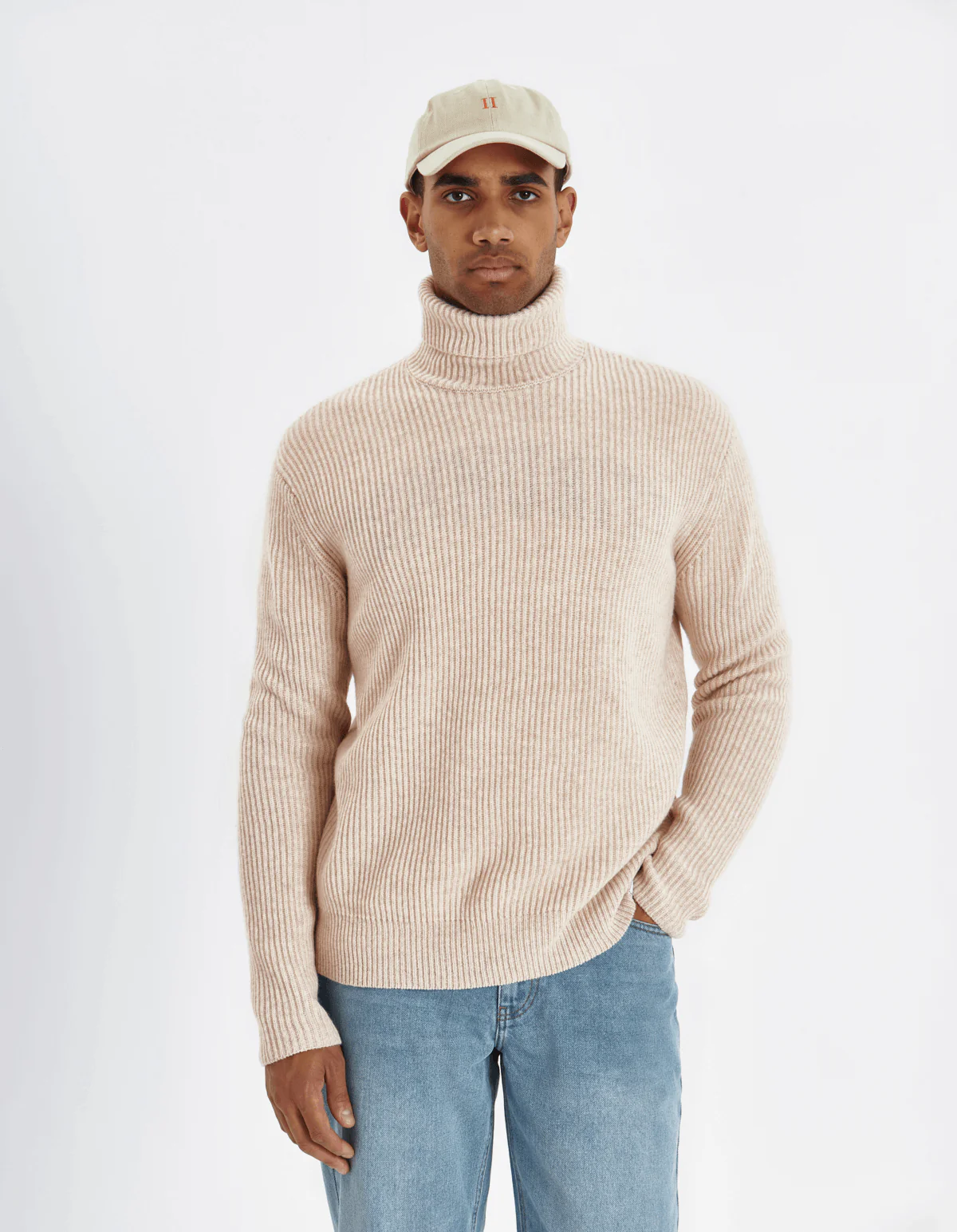 Les Deux miesten neule, EDDIE WOOL RIB ROLL NECK Luonnonvalkoinen - Image 2