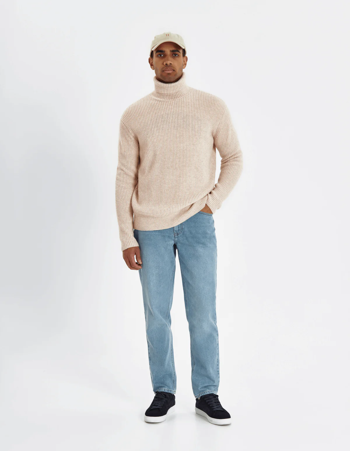 Les Deux miesten neule, EDDIE WOOL RIB ROLL NECK Luonnonvalkoinen - Image 3
