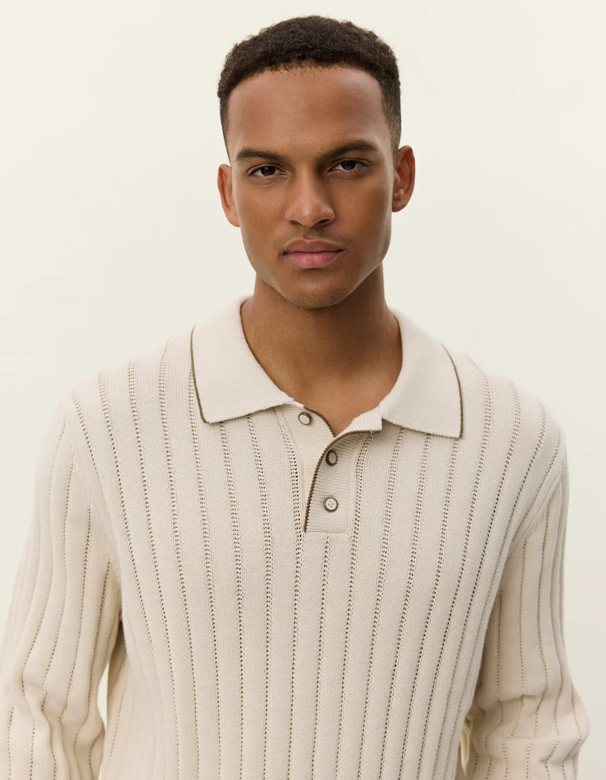 Les Deux miesten neulepusero, Bogart Rugby Polo Knit Beige - Image 3