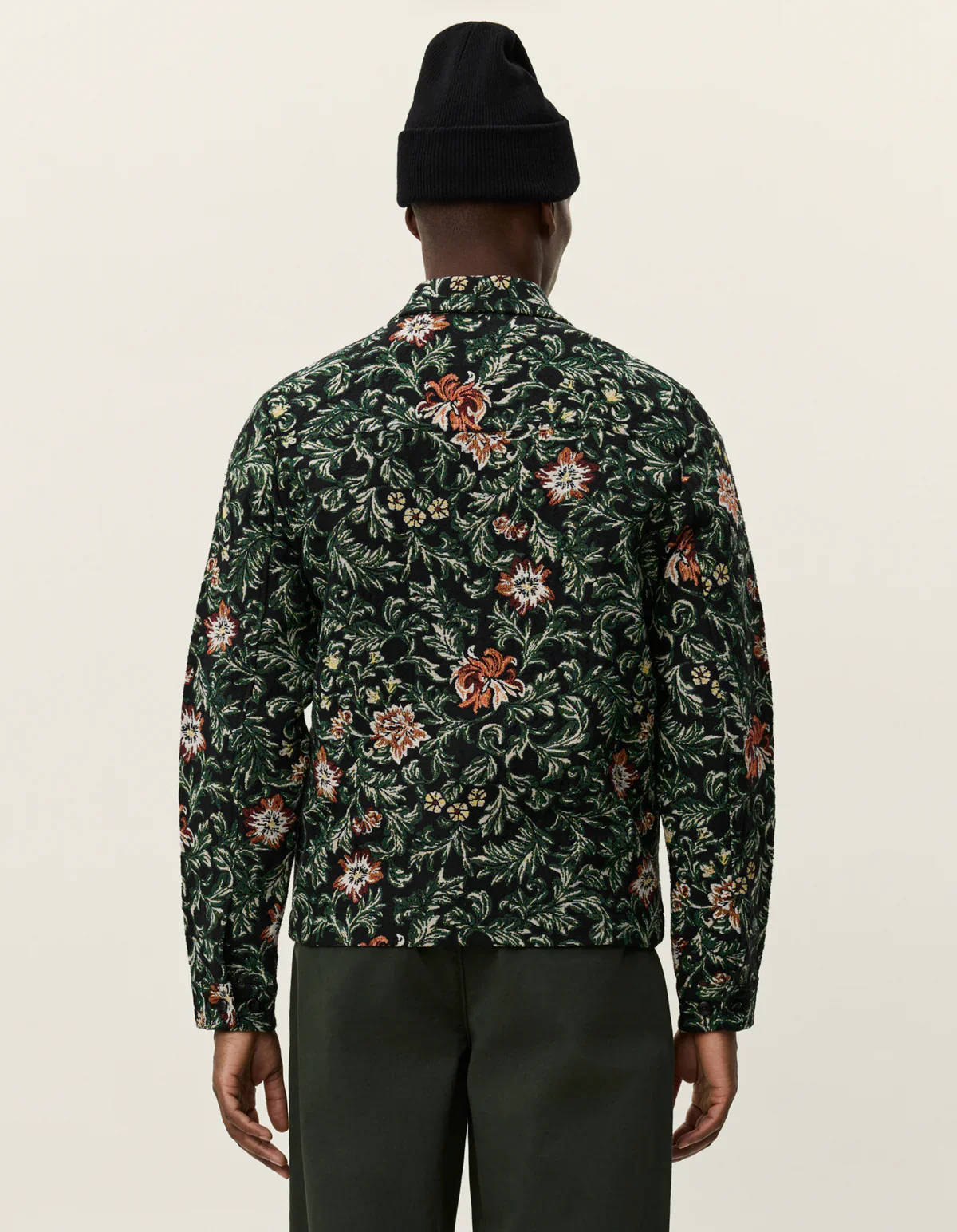 Les Deux miesten paitatakki, JAIDEN FLOWER JACQUARD OVERSHIRT Musta Kuosi - Image 3