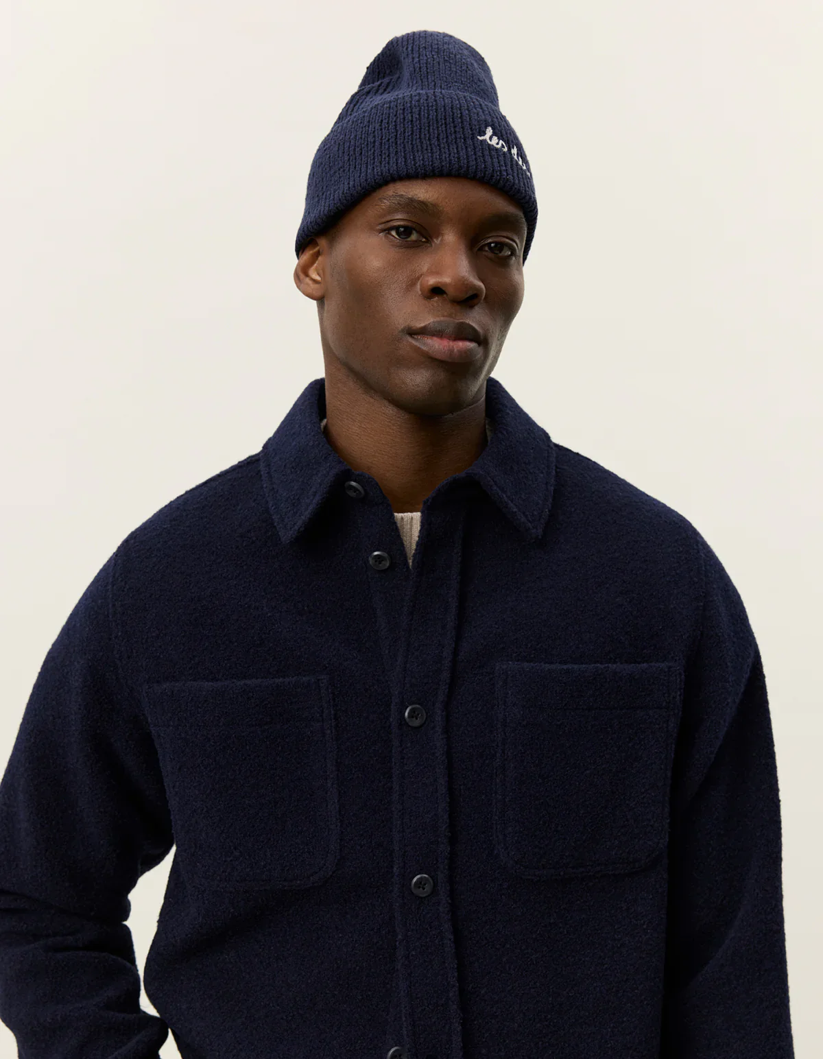Les Deux miesten paitatakki, LENNON BOUCLE OVERSHIRT Tummansininen - Image 4