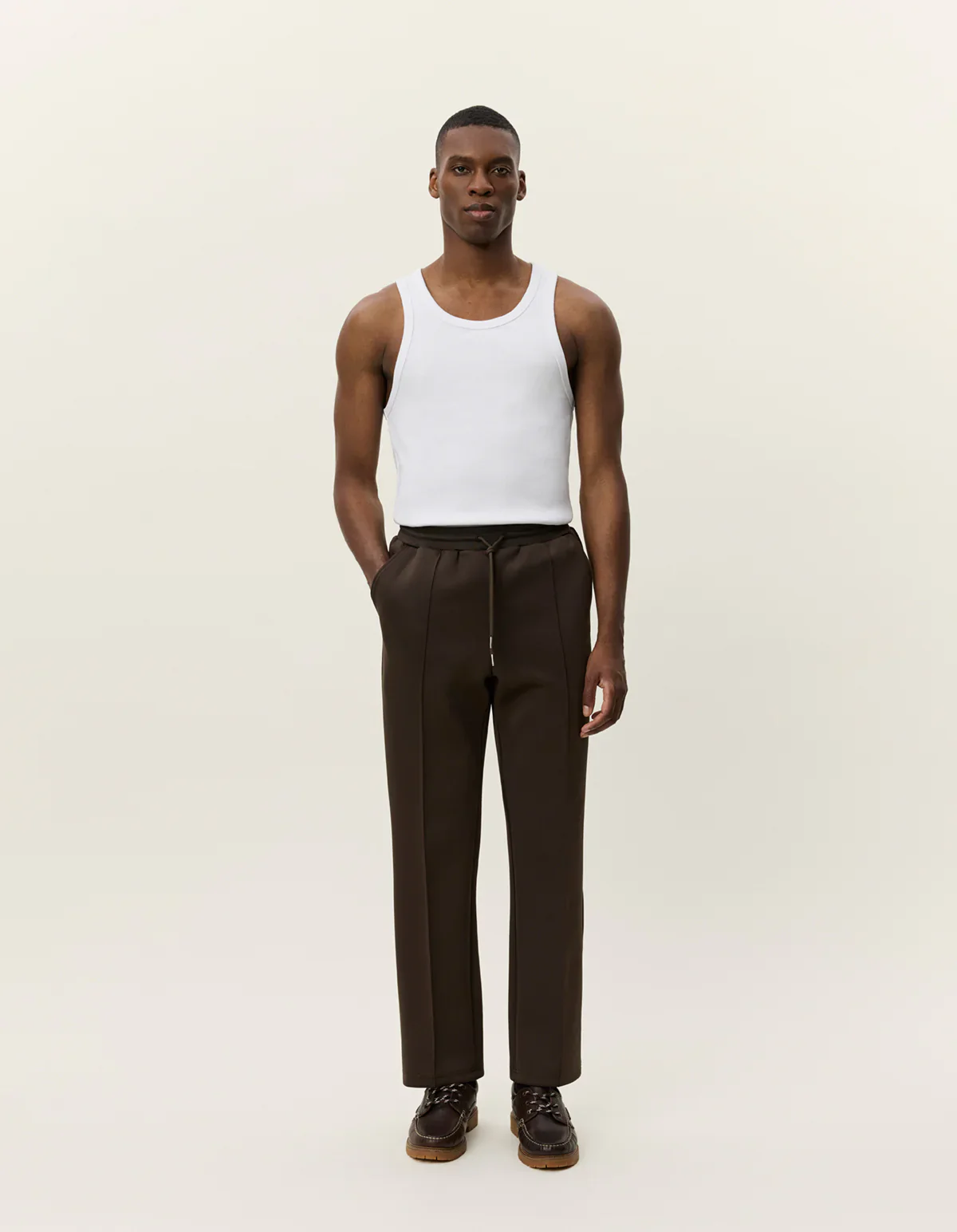 Les Deux miesten verryttelyhousut Ballier Casual Track Pant Seasonal, keskiruskea