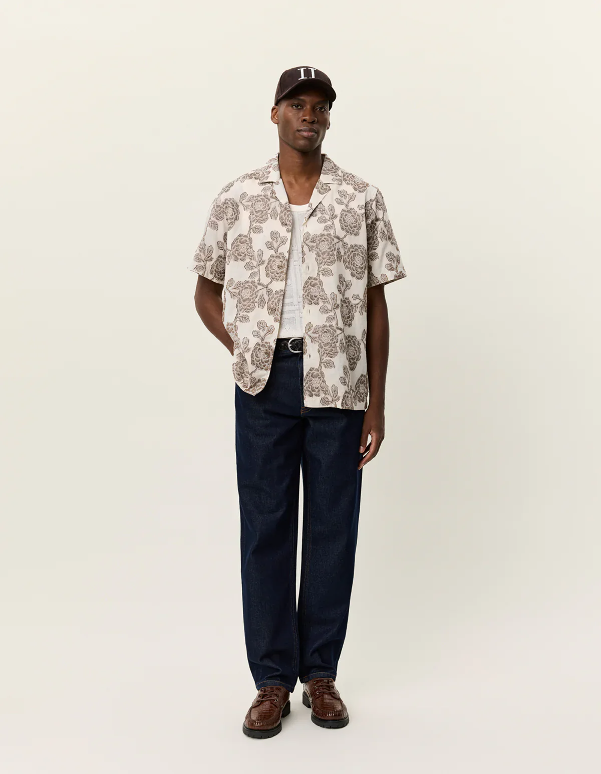 Les Deux miesten paita Lesley Flower Jacquard Ss Shirt, luonnonvalkoinen - Image 5