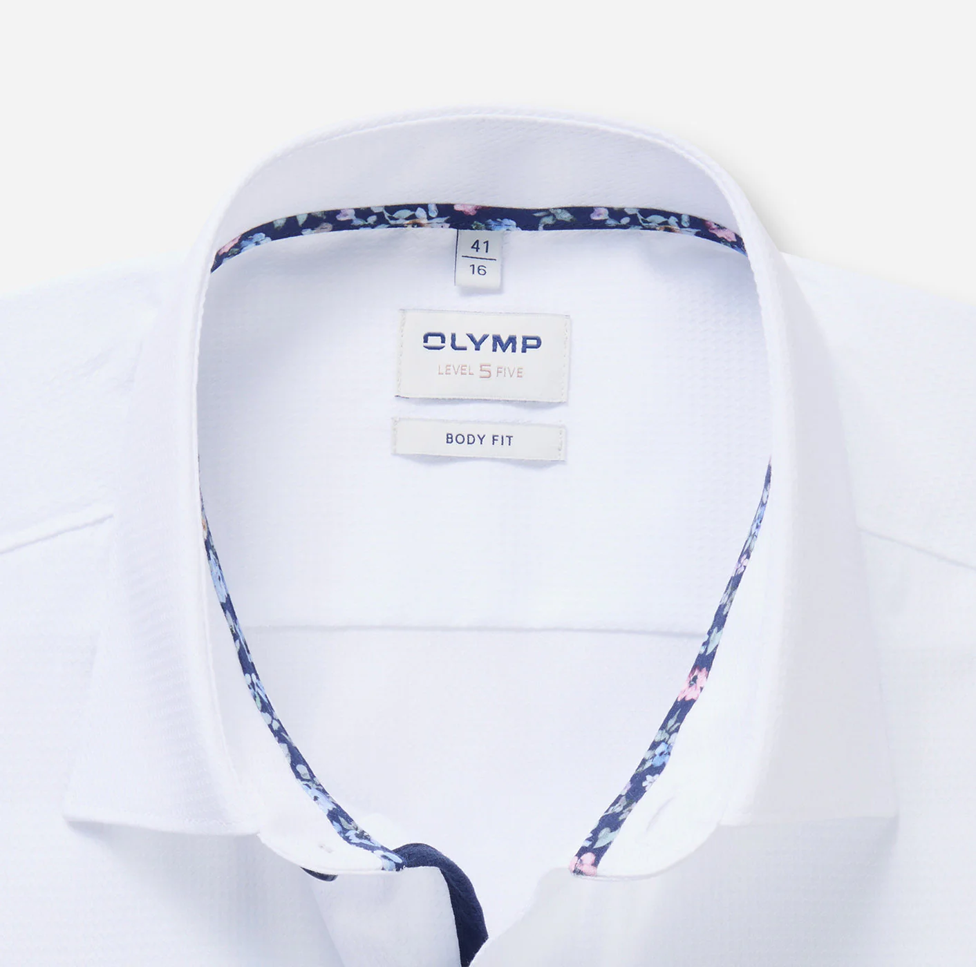 Olymp kauluspaita Level 5 Body Fit Contrast Trim Floral, valkoinen - Image 5