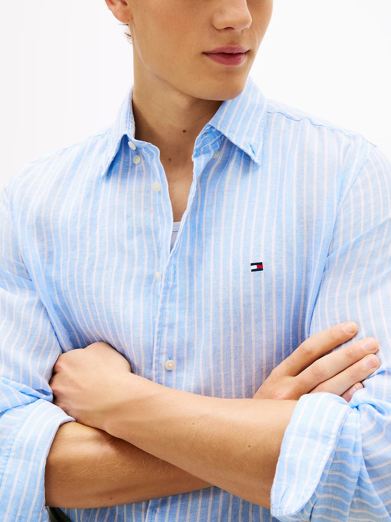 Tommy Hilfiger miesten pellavapaita Linen Bengal Stripe RF Shirt, raidallinen sininen - Image 2