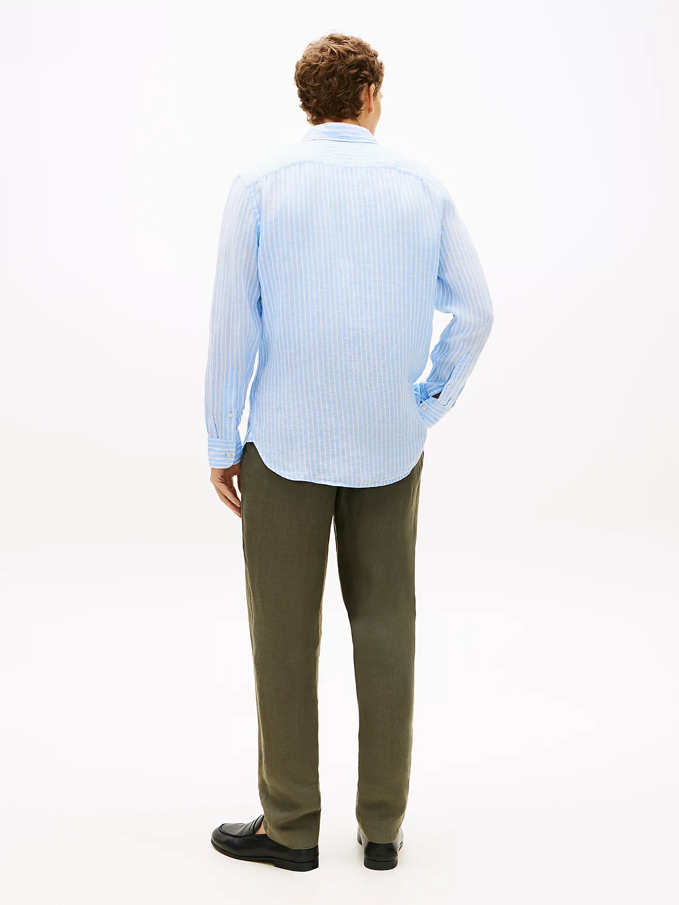 Tommy Hilfiger miesten pellavapaita Linen Bengal Stripe RF Shirt, raidallinen sininen - Image 4
