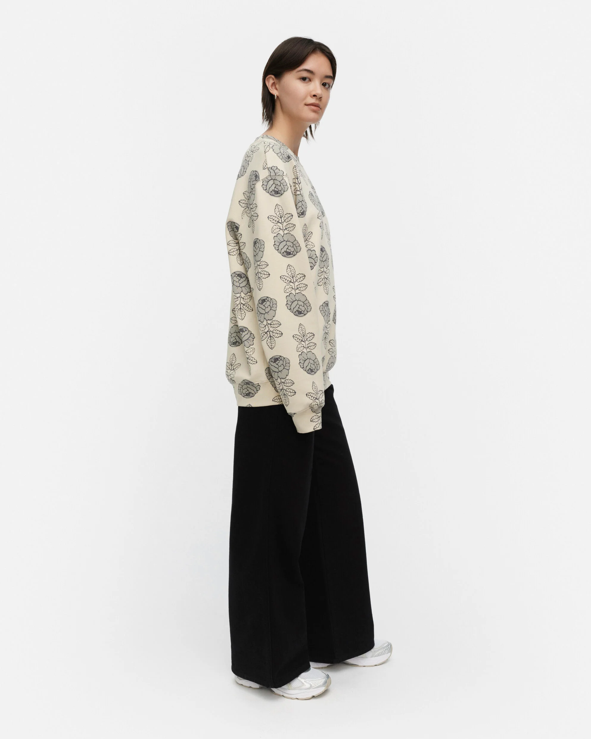 Marimekko collegepaita LOISTO VIHKIRUUSU KIOSKI, kuosillinen beige - Image 3