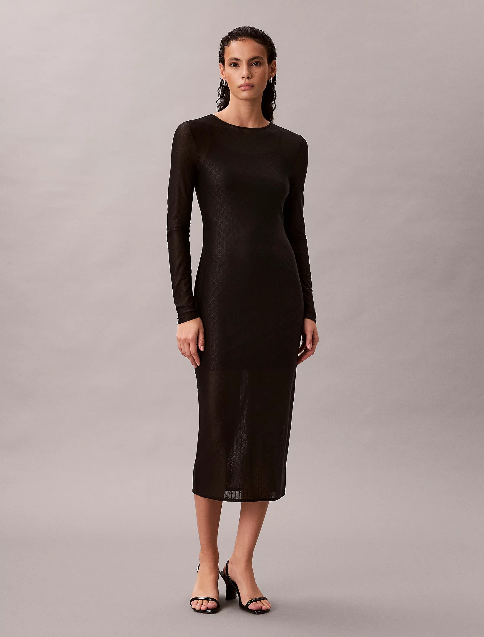 Calvin Klein Jeans naisten mekko LS AOP Lace Maxi Dress, musta