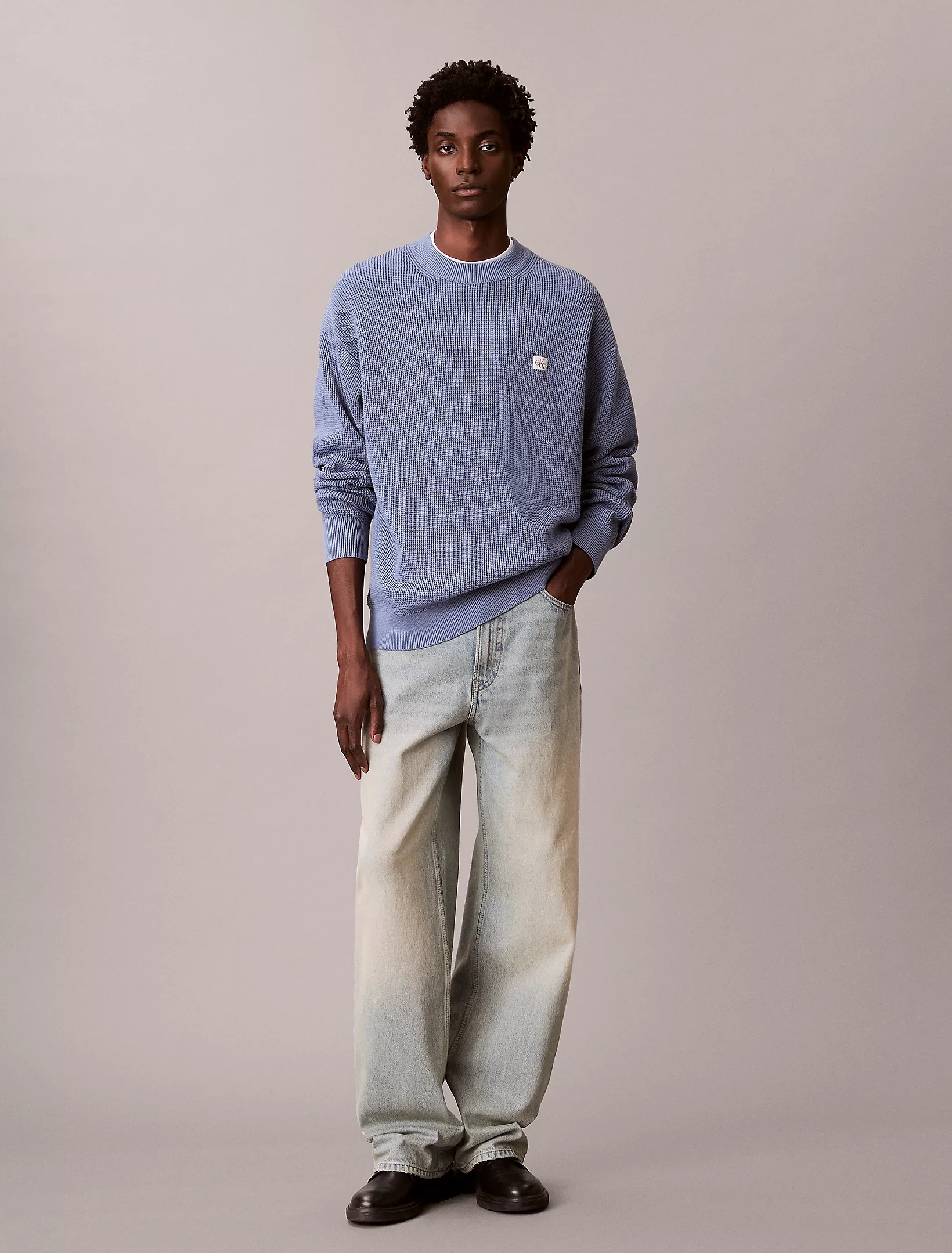 Calvin Klein Jeans miesten neulepusero LS EZ Cotton Waffle Crwnk Swtr 9, sininen - Image 3