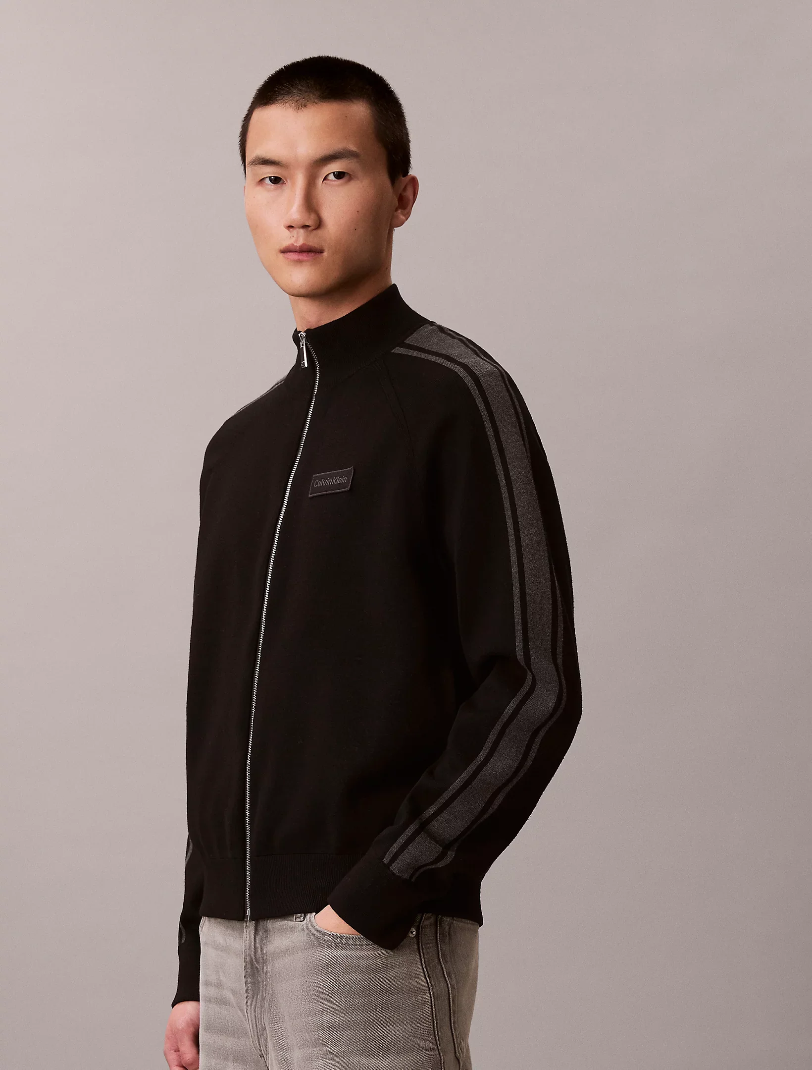 Calvin Klein miesten neuletakki LS Tech Knit Track Jacket FZ SWT, musta - Image 4