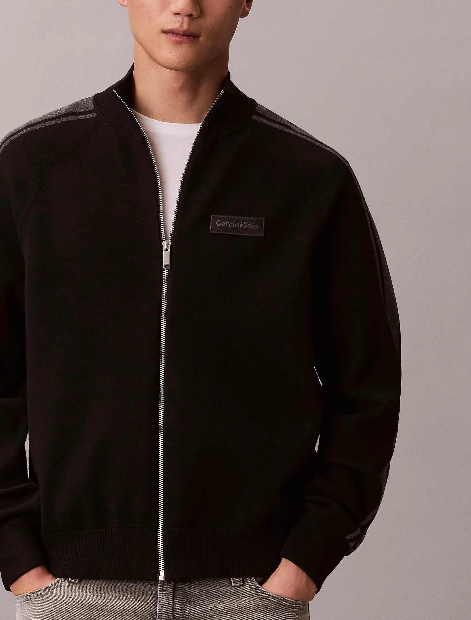 Calvin Klein miesten neuletakki LS Tech Knit Track Jacket FZ SWT, musta - Image 5
