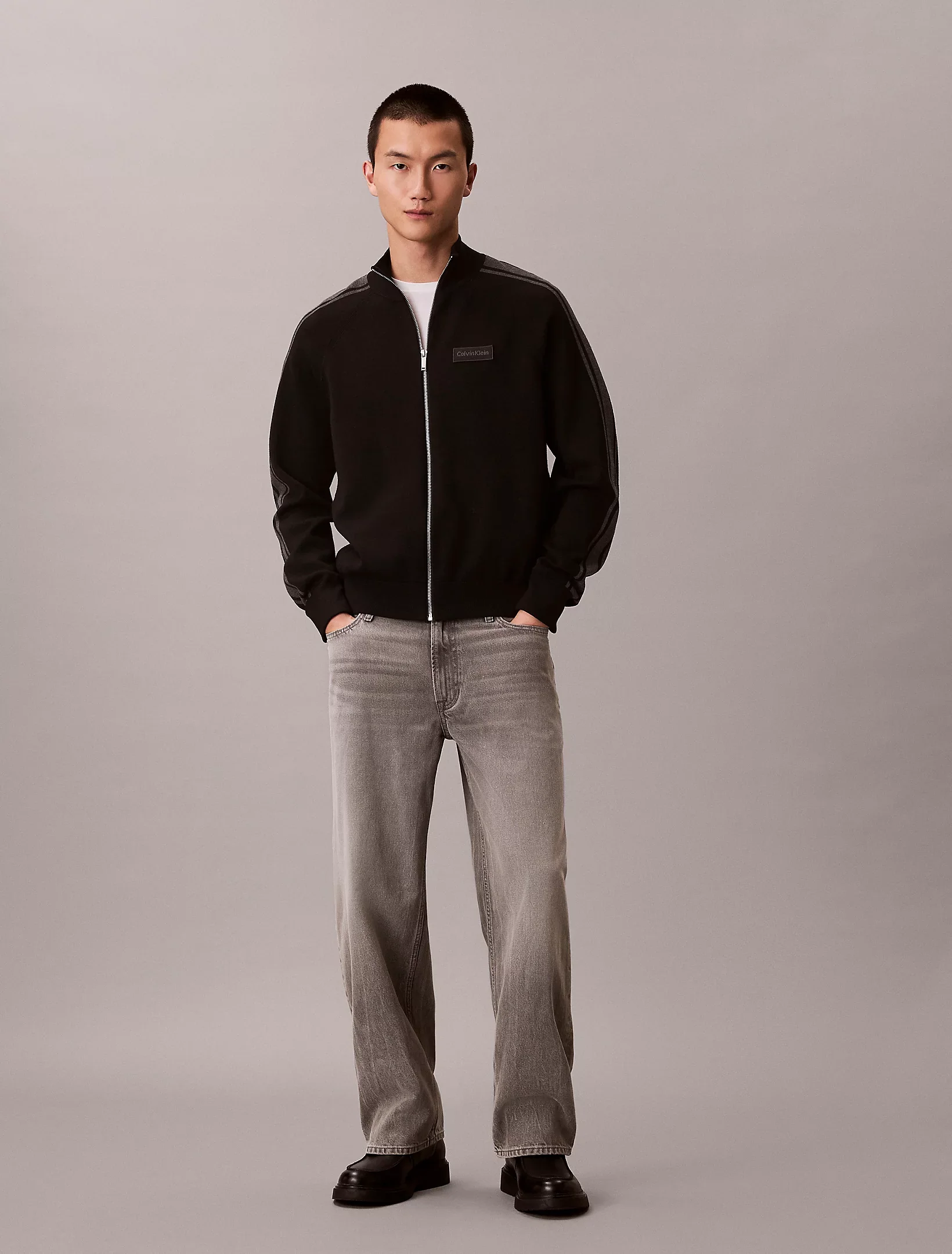 Calvin Klein miesten neuletakki LS Tech Knit Track Jacket FZ SWT, musta - Image 6