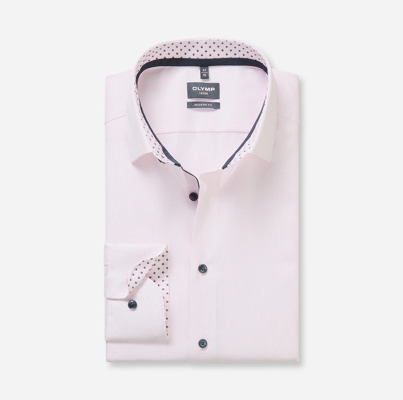 Olymp kauluspaidat Luxor Modern Fit Striped Contrast Print, raidallinen pinkki - Image 2